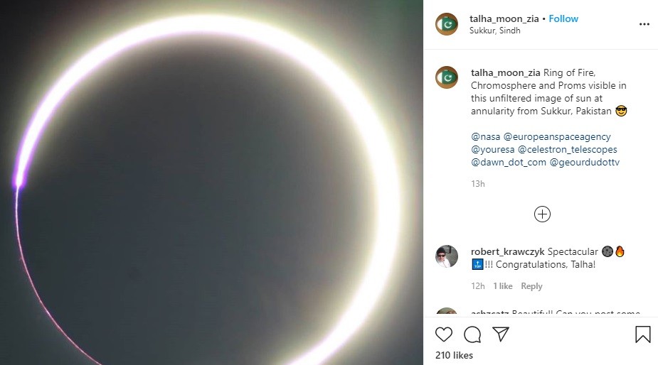 (Foto: Instagram/talha_moon_zia) Potret Penampakan Gerhana Matahari di Pakistan