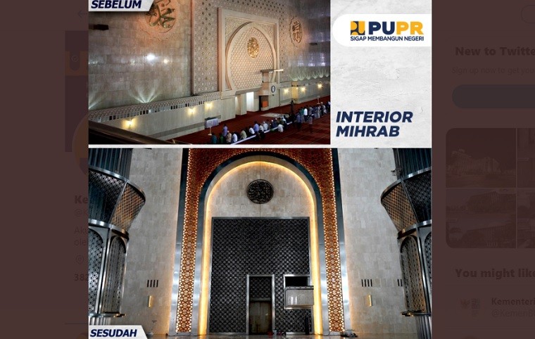 Istiqlal Bersolek 2 Twit Pupr Masjid Istiqlal setelah renovasi. (Foto: Twitter Kementerian PUPR)