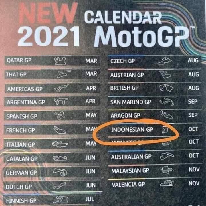 Beredar Jadwal MotoGP 2021 di Sirkuit Mandalika