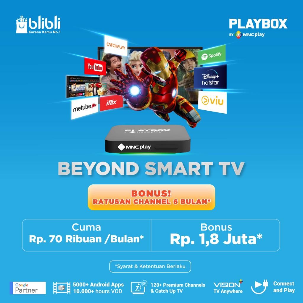 Cek Android TV MNC Group Playbox di Blibli, Bisa Dicicil Rp70.000 per