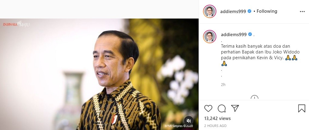 Kevin Aprilio Dapat Ucapan Jokowi