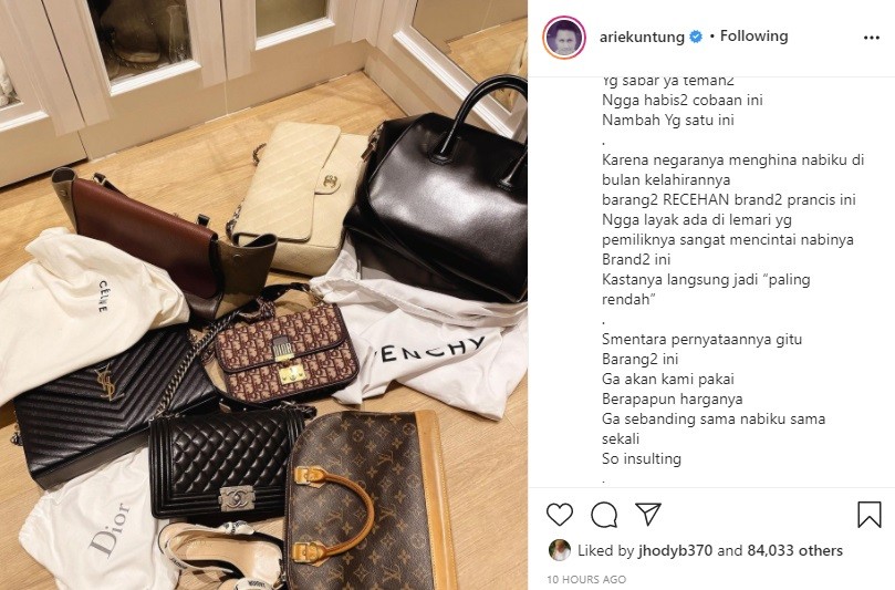 Arie Untung Buang Koleksi Tas  Mahal Buatan  Prancis 