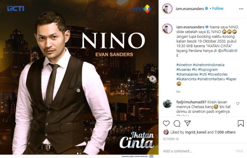 Perankan Tokoh Nino di Sinetron Ikatan Cinta, Evan Sanders ...