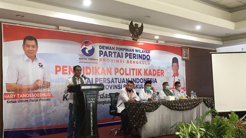 Agenda Pendidikan Politik Kader Partai Perindo di salah satu ruang hotel ternama di Kota Bengkulu, Jumat (4/12/2020). (Foto: Okezone/Demon Fajri)