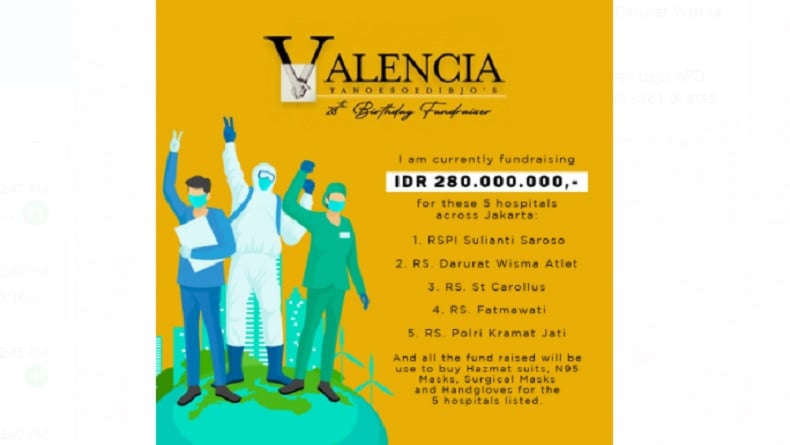 HUT ke-28 di Tengah Pandemi, Valencia Tanoesoedibjo Galang Donasi untuk