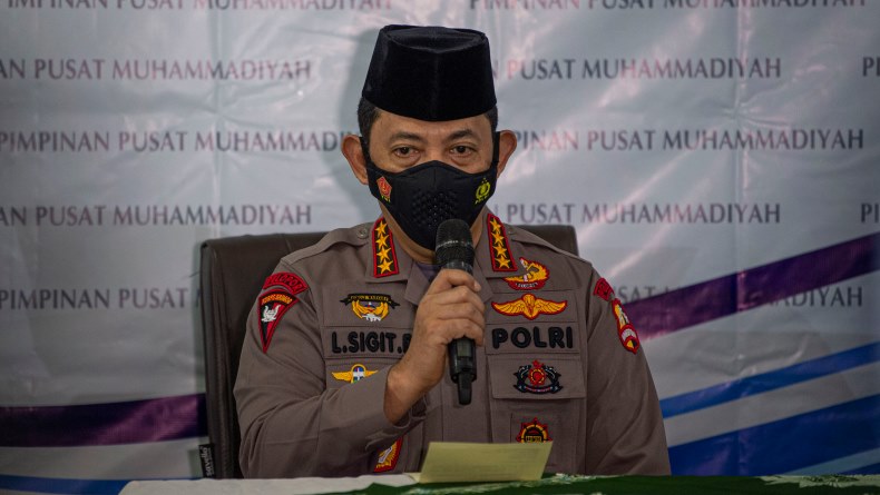 listyo sigit Kapolri Jenderal Pol Listyo Sigit Prabowo menggelar jumpa pers saat bersilaturahmi di Kantor Pusat PP Muhammadiyah, Jakarta, Jumat (29/1/2021). (Foto: Ant)