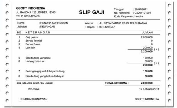 contoh slip gaji copy text