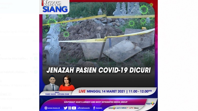 Inews Jenazah Covid Saksikan iNews Siang mulai pukul 11.00 WIB secara langsung hanya di televisi berita milik MNC Group, iNews. (Foto: iNews).