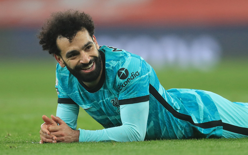 Mohamed Salah Winger Liverpool Mohamed Salah lebih hebat dari Thiery Henry usai menyumbang gol dalam kemenangan 3-0 atas Arsenal, Minggu (4/4/2021) dini hari WIB. (Foto: Reuters)