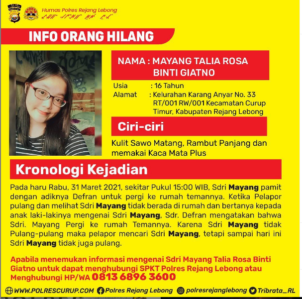 Informasi orang hilang Informasi orang hilang