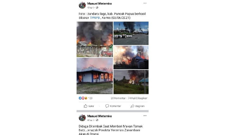 Postingan hoaks Ketua KNPB Merauke Postingan hoaks Ketua KNPB Merauke. (Foto: Istimewa).