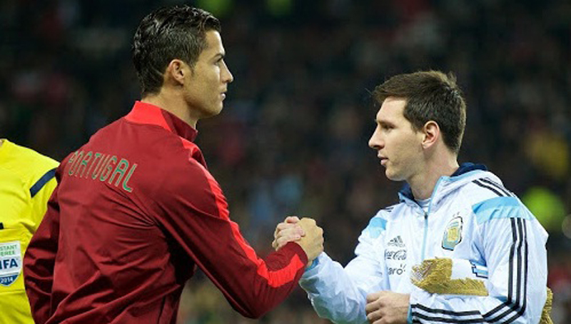 Kapten Portugal Cristiano Ronaldo dan Kapten Argentina Lionel Messi. (Foto: ESPN)