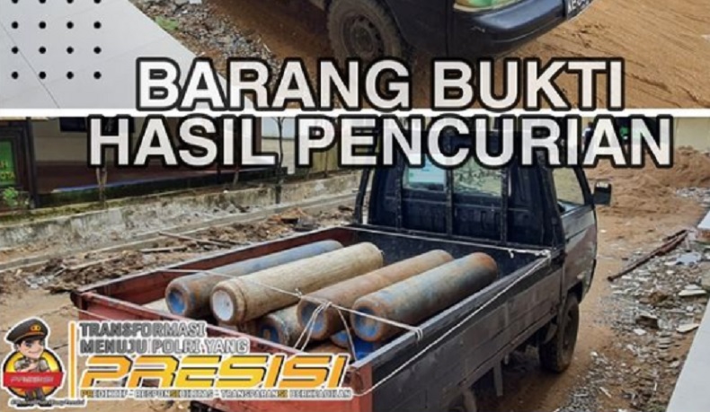 Pencurian tabung oks Barang bukti pencurian tabung oksigen di RS Bhayangkara Pontianak. (Foto: Polresta Pontianak)
