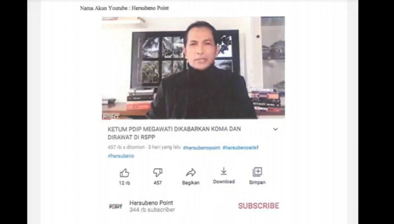akun hoaks Salah satu akun di media sosial yang dilaporkan atas dugaan penyebaran hoaks Megawati Soekarnoputri sakit.