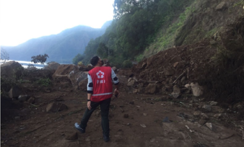 Longsor gempa bali Longsor akibat gempa Bali menutup akses tiga desa di Kecamatan Kintamani, Bangli. (Foto: BPBD Bali)