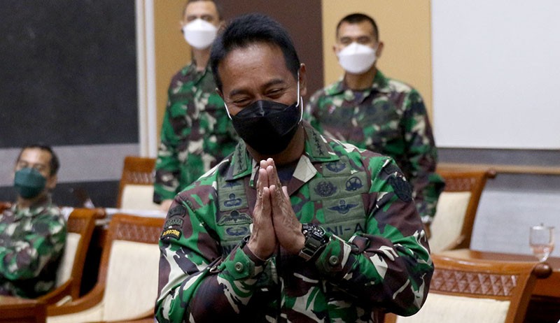 Panglima TNI Jenderal TNI Andika Perkasa di Gedung DPR. (Foto MNC Portal).