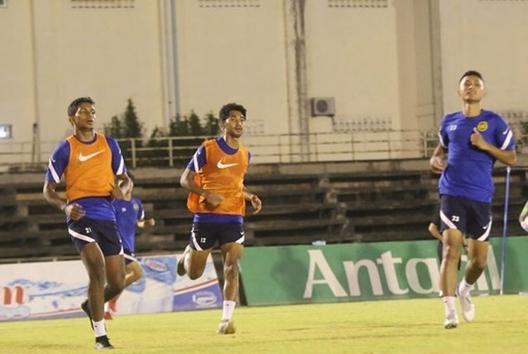 Pemain Timnas Malaysia U-23 saat sedang berlatih menjelang laga melawan Myanmar di Piala AFF U-23 2022. (Foto: Instagram/@famalaysia)