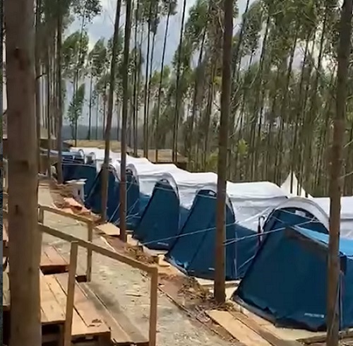 Kemah tempat bermalam Presiden Jokowi di IKN Kemah tempat bermalam Presiden Joko Widodo dan sejumlah menteri, di lokasi titik nol Ibu Kota Negara (IKN) Nusantara, Kalimantan Timur, Senin (14/3/2022). (Foto: Instagram Erick Thohir)