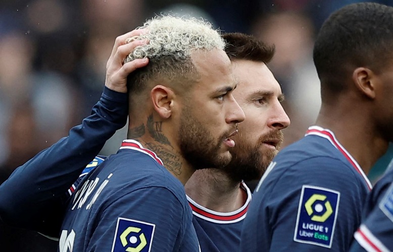 Pemain Paris Saint-Germain, Neymar dan Lionel Messi. (Foto: REUTERS)