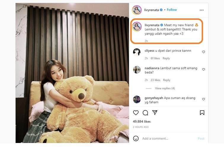 Unggahan Livy di akun Instagram miliknya pada Selasa (17/5/2022) yang menuai perhatian netizen. (Foto: Instagram/tangkapan layar)