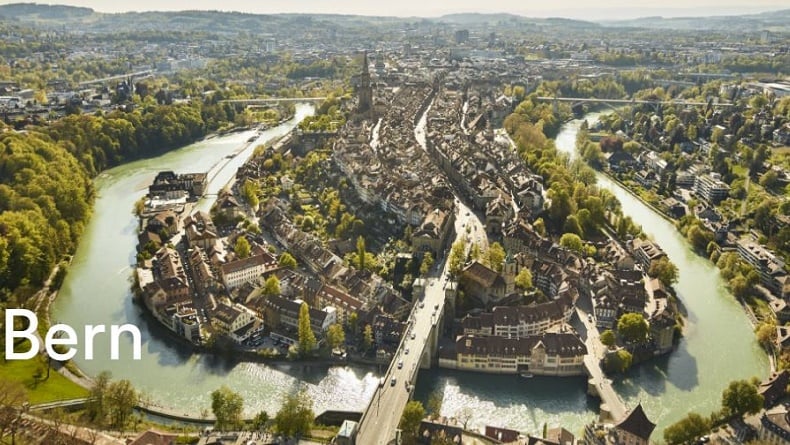 Sungai Aaree di yang membelah Kota Bern, Swiss lokasi putra sulung Ridwan Kamil hanyut. (Foto: Bern.com)