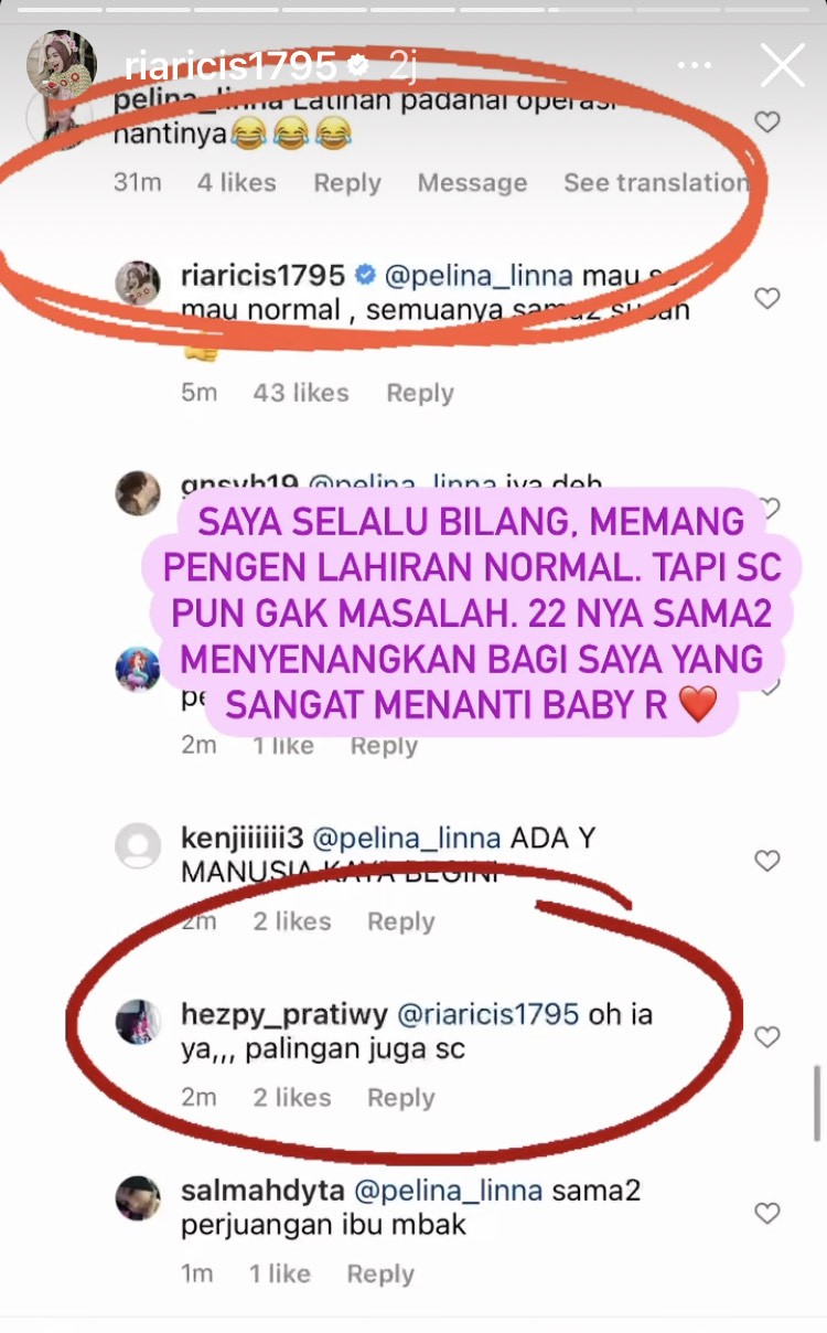 Respons netizen soal rencana lahiran Ria Ricis. (Foto: Instagram)