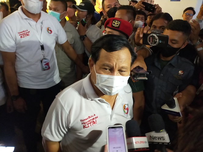 Prabowo Subianto menghadiri final Nusantara Open 2022 di Stadion Pakansari, Cibinong, Senin (1/8/2022). (Foto: MPI/Putra Ramadhani)