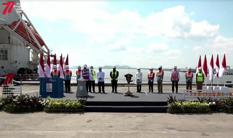 Terminal Kijing, Pelabuhan Pontianak di Mempawah diresmikan Presiden Jokowi, Selasa (9/8/2022). (Foto: YouTube Setpres)
