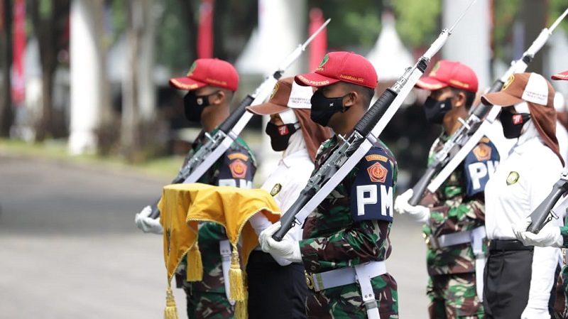 Gladi kotor gabungan calon paskibraka bersama TNI dan Polri di Istana Merdeka. (Foto: dok BPIP)