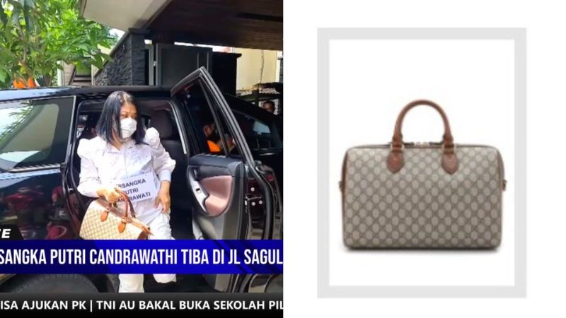 Tas mewah Putri bermerek Gucci dibawa saat rekonstruksi (Foto : Ist)