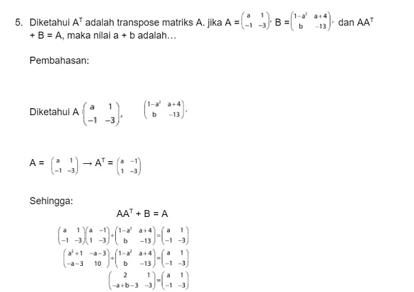 Transpose Matriks Pengertian Sifat Contoh Soal Dan Pembahasannya News On Rcti 1044