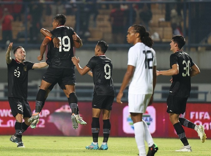 Pemain Timnas Indonesia menang 3-2 atas Curacao dalam laga FIFA Matchday di Stadion Gelora Bandung Lautan Api, Bandung, Sabtu (24/9/2022). (Foto: Instagram/@pssi)