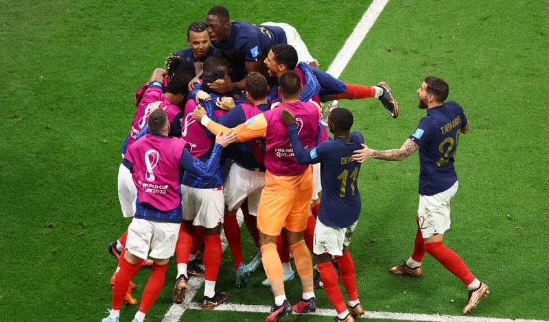 Timnas Prancis menang 2-0 atas Maroko semifinal Piala Dunia 2022 di Stadion Al Bayt, Kamis (15/12/2022) dini hari WIB. (Foto: REUTERS/Hannah Mckay)