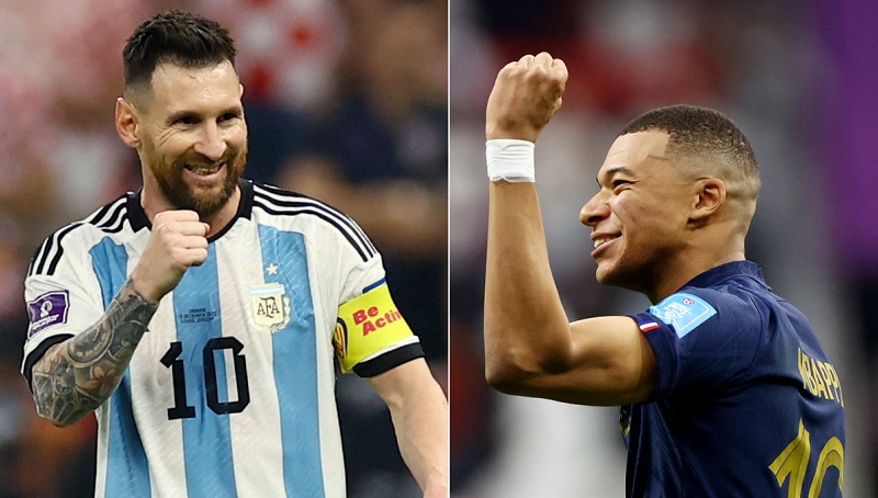 Argentina melawan Prancis di final Piala Dunia 2022. Duel tersebut akan digelar di Stadion Lusail, Doha, Qatar pada Minggu (18/12/2022) pukul 22.00 WIB besok. Ini akan menjadi duel antara GOAT beda era, Messi vs Mbappe. (Foto: REUTERS)