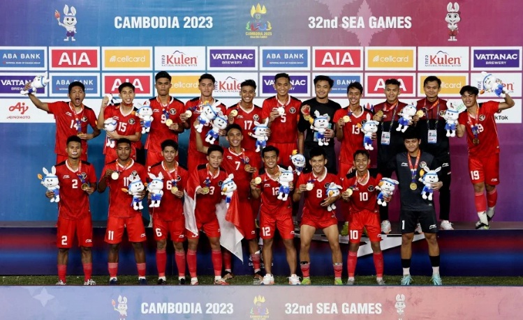 Indonesia raih emas SEA Games 2023 cabang olahraga sepak bola. (Foto: Berita Harian)