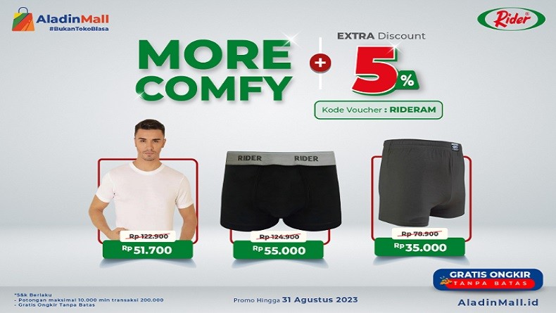 Serbu Promo Brand Rider di AladinMall, Dapatkan Ekstra Voucher + Gratis Ongkir!