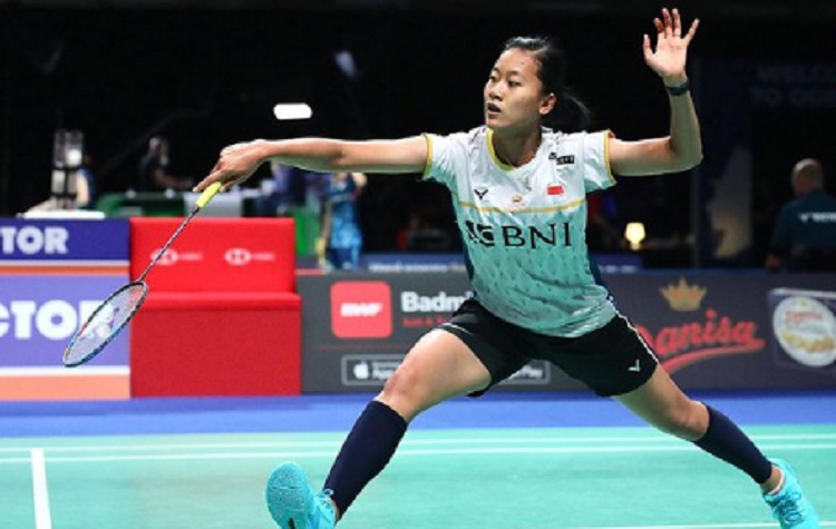 Tunggal putri Indonesia, Putri Kusuma Wardani ditaklukkan unggulan ketiga asal China, Chen Yu Fei, di babak 32 Besar Denmark Open 2023. (Foto: PBSI)