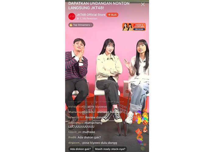 Tangkapan Layar Shopee Live Streaming Marsha dan Muthe JKT48.