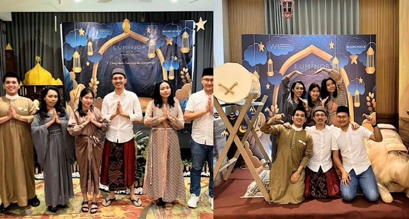 Viral Aksi Kocak Non-muslim usai Berburu Takjil kini Ikut Bukber Pakai Busana Muslim, Netizen: Tinggal Log In