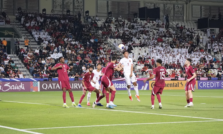 Indonesia sementara tertinggal 0-2 dari Qatar pada babak kedua matchday pertama Grup A Piala Asia U-23 2024 (Foto: PSSI)