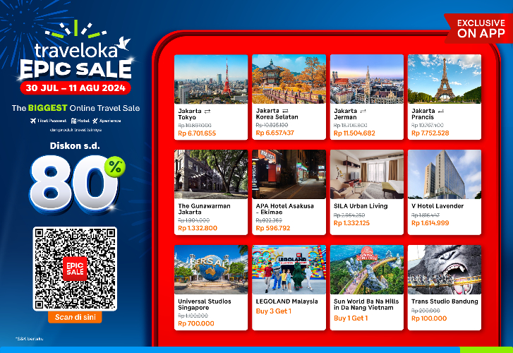 Jangan lewatkan Traveloka Epic Sale pada 30 Juli hingga 11 Agutsus 2024. (Foto: dok Traveloka)