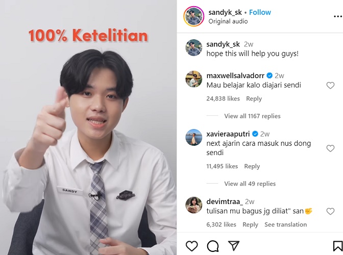 Peserta CoC, Sandy berbagai tips dan strategi belajar. (Foto: dok Istimewa)