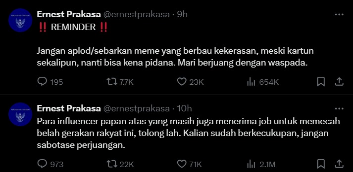 Ernest Prakasa sindir influencer