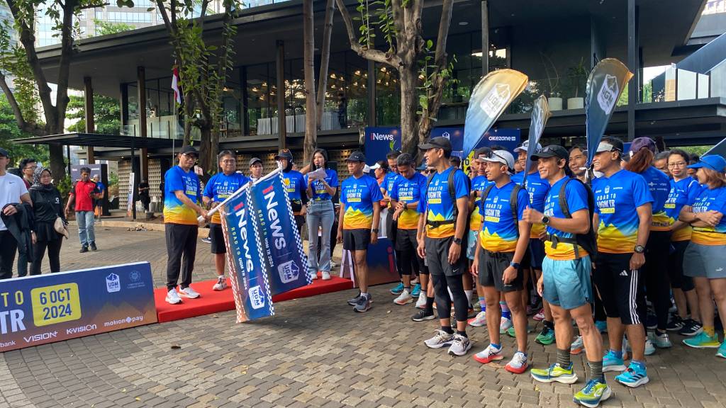 Budi Karya di Road to UGM Trail Run yang diselenggarakan di Jakarta, Minggu (1/9/2024)