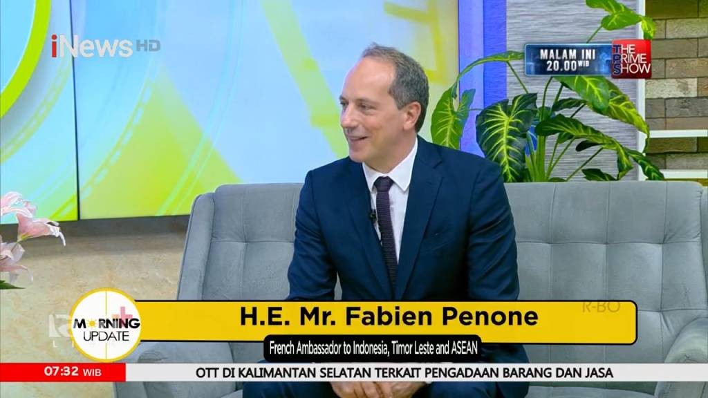 Duta Besar Prancis untuk Indonesia Fabien Penone di Morning Update iNews TV, Rabu (9/10/2024). (Foto: iNews TV)