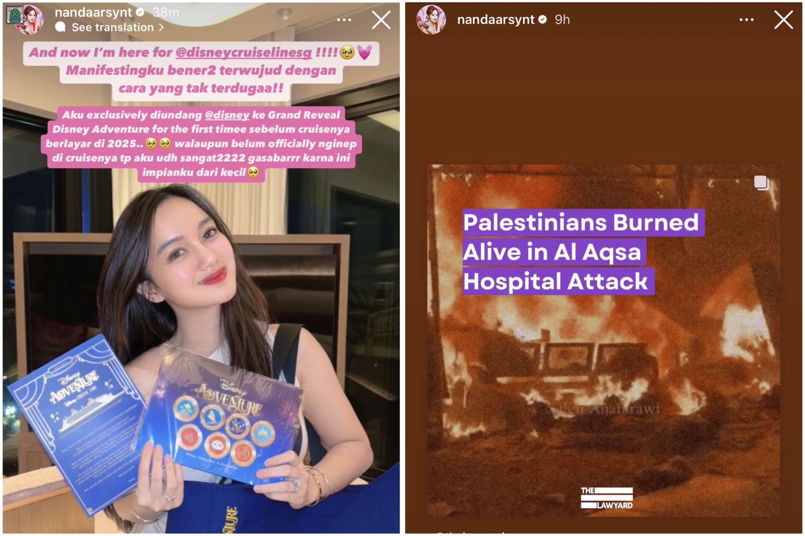 Postingan Nanda Arsyinta di Instastory yang menuai kecaman netizen. (Foto: Instagram)