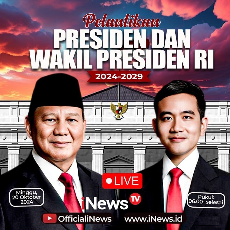 Link Live Streaming Pelantikan Presiden dan Wapres Minggu 20 Oktober. (Foto iNews).