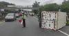 Diduga Pecah Ban, Light Truck Box Terbalik di Tol Cipularang