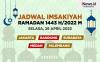 Infografis Jadwal Imsakiyah Selasa 26 April 2022