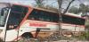 Detik-detik Bus Bawa 20 Penumpang Tabrak Pembatas Jalan hingga Ban Depan Lepas